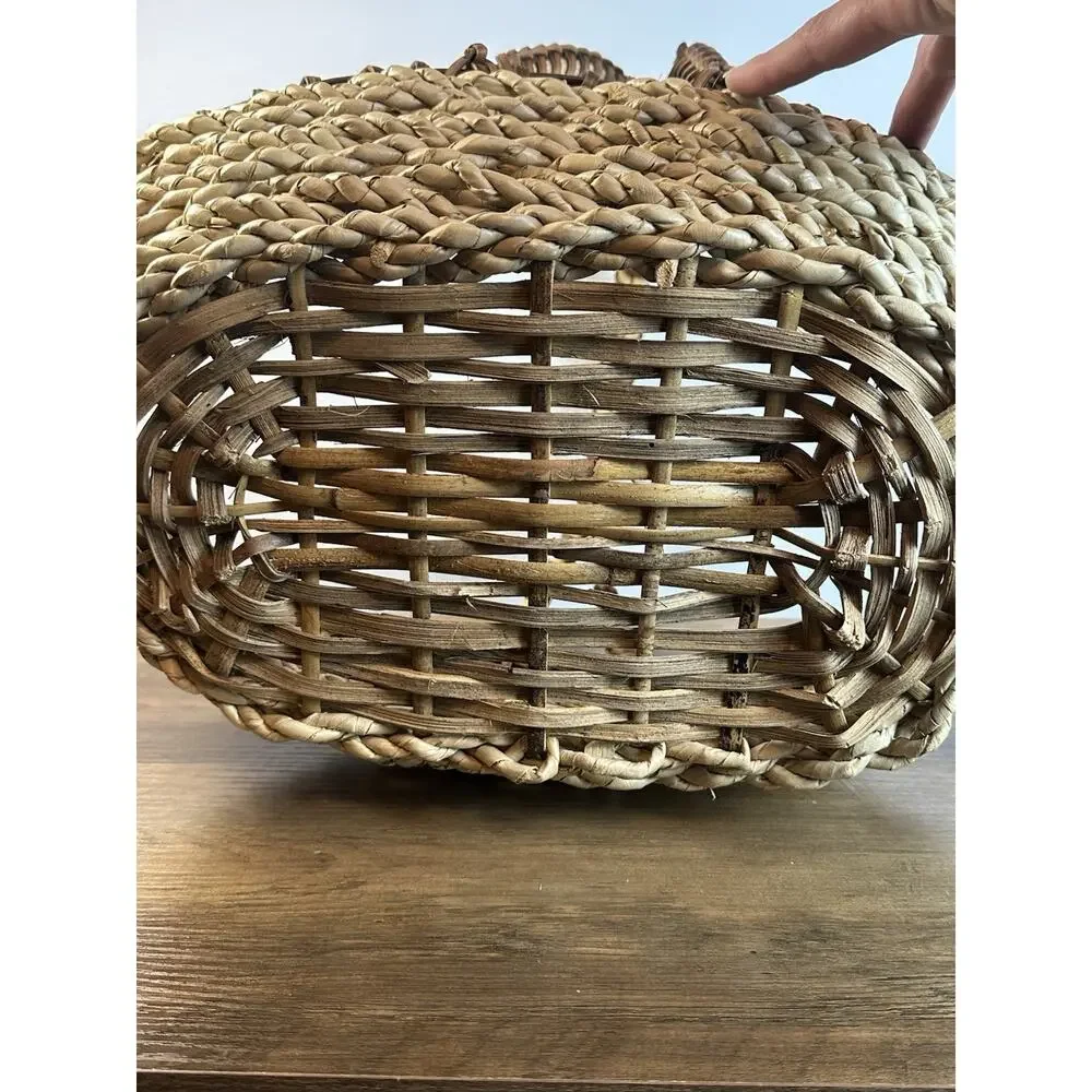 Large Woven Seagrass Basket Flowers Table Centerpiece Display Carry Rope 14x12